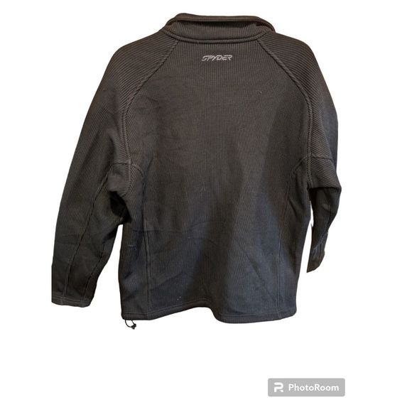 Spyder Black‎ Core Waffle Heavy Men’s Zip Fleece Lined Sweater Jacket Size Large - Picture 2 of 3